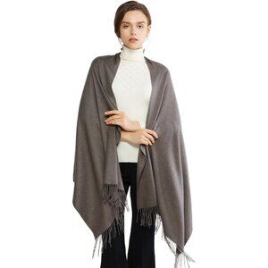⚡Women Gunmetal Pashmina Shawls Evening Dress Bridesmaid Winter Warm Long Scarf